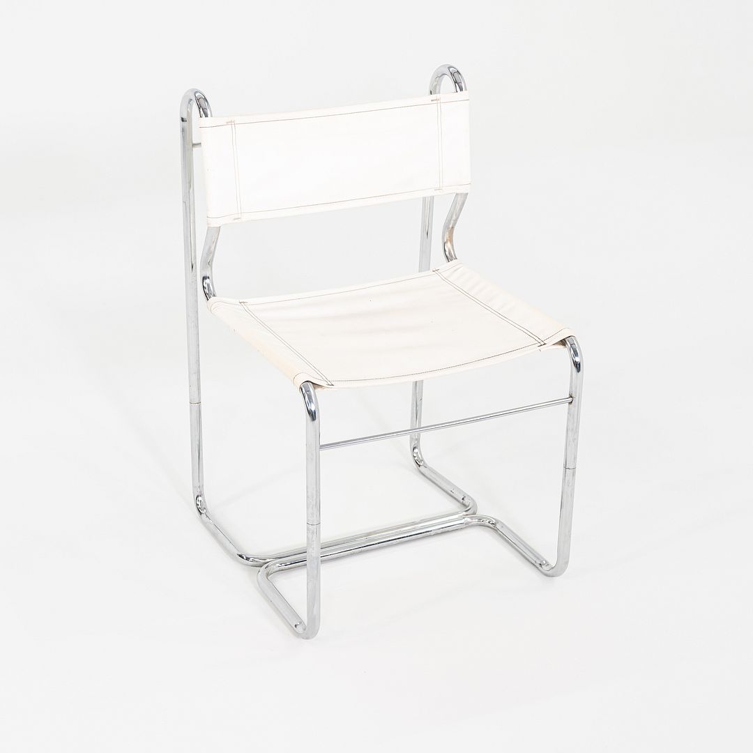 1970s Cosco of Columbus Indiana Chrome Dining Chair Upholstered in White Vinyl