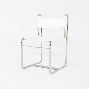 1970s Cosco of Columbus Indiana Chrome Dining Chair Upholstered in White Vinyl