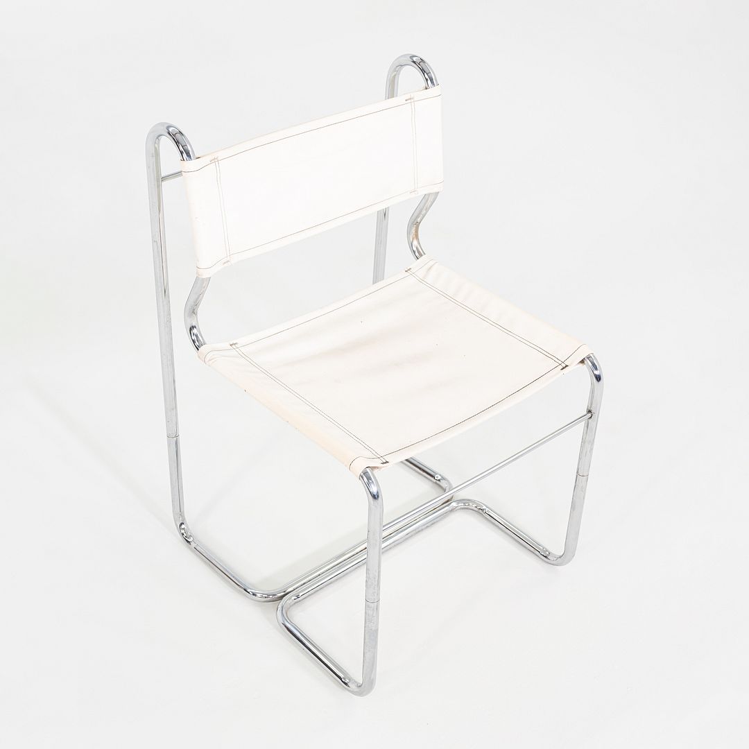 1970s Cosco of Columbus Indiana Chrome Dining Chair Upholstered in White Vinyl
