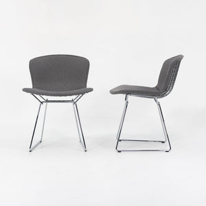 2021 Pair of Knoll Bertoia Side Chairs, Model 420C by Harry Bertoia for Knoll in Chromed Steel and Fabric