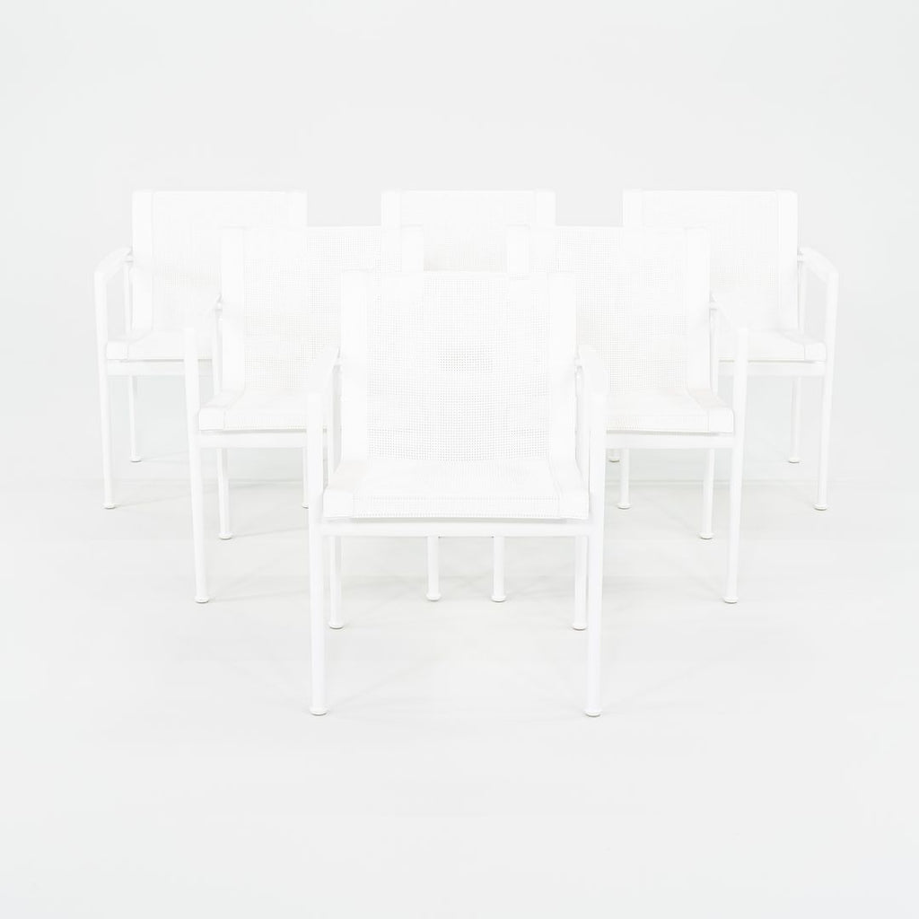 SOLD 2022 Set of Six Richard Schultz for Knoll 1966 Collection Dining Arm Chairs with White Aluminum Frames