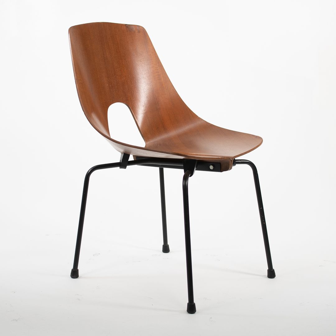 1950s Bentwood Dining Chairs by Carlo Ratti for Industria Legni Curvi Plywood, Teak, Steel, Paint