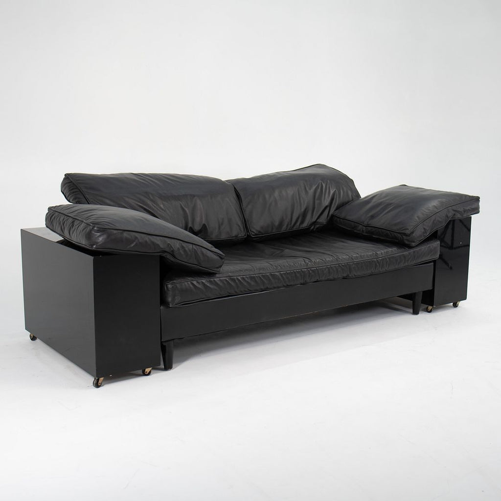 1980s Lota Sofa by Eileen Gray for ClassiCon in Black Leather and Lacquer