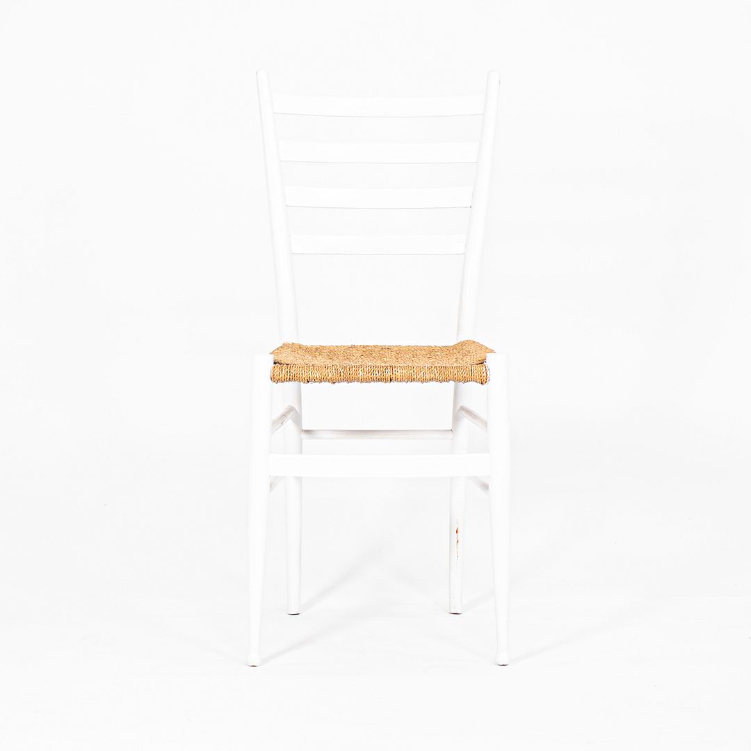 1970s Pair of Italian Ladder Back Chairs w/ Rope Seats in the style of Gio Ponti