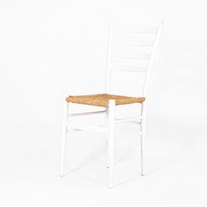 1970s Pair of Italian Ladder Back Chairs w/ Rope Seats in the style of Gio Ponti