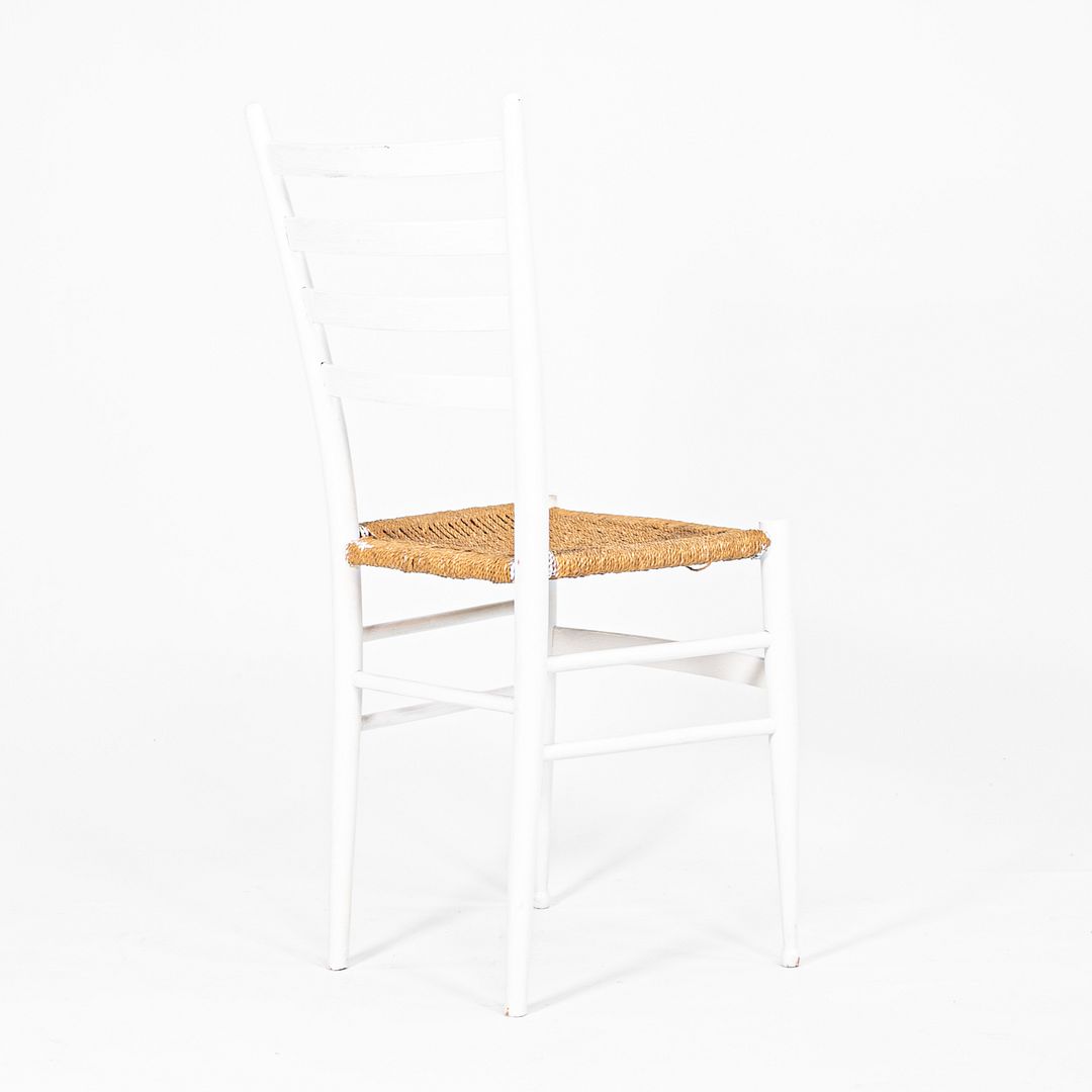 1970s Pair of Italian Ladder Back Chairs w/ Rope Seats in the style of Gio Ponti