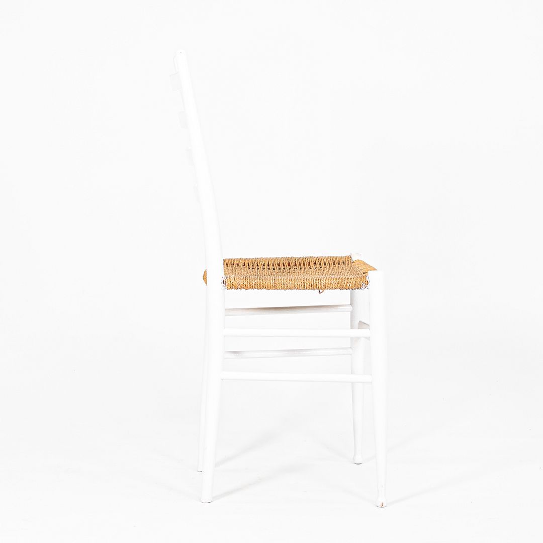 1970s Pair of Italian Ladder Back Chairs w/ Rope Seats in the style of Gio Ponti