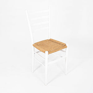 1970s Pair of Italian Ladder Back Chairs w/ Rope Seats in the style of Gio Ponti