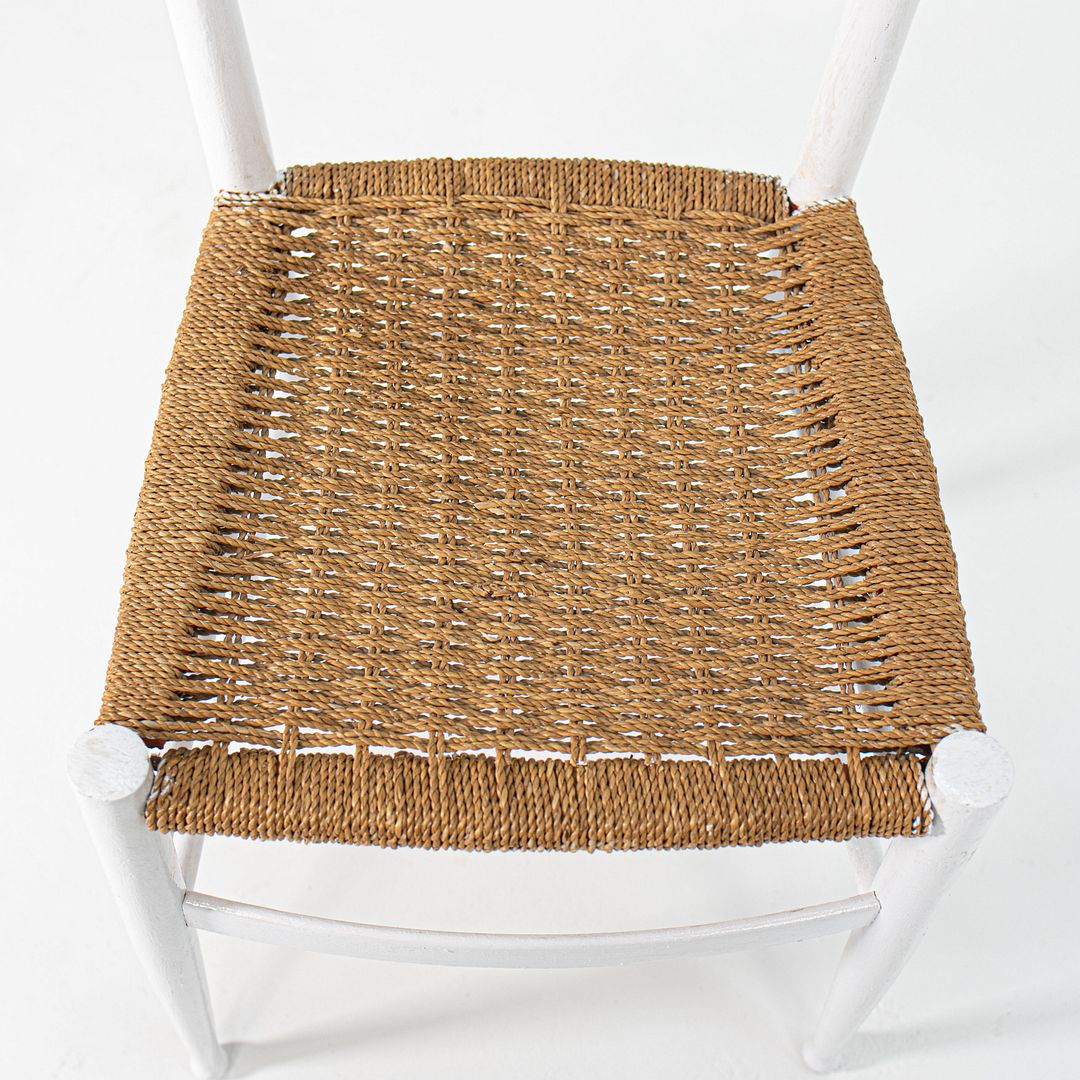 1970s Pair of Italian Ladder Back Chairs w/ Rope Seats in the style of Gio Ponti