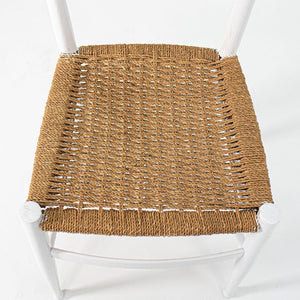 1970s Pair of Italian Ladder Back Chairs w/ Rope Seats in the style of Gio Ponti
