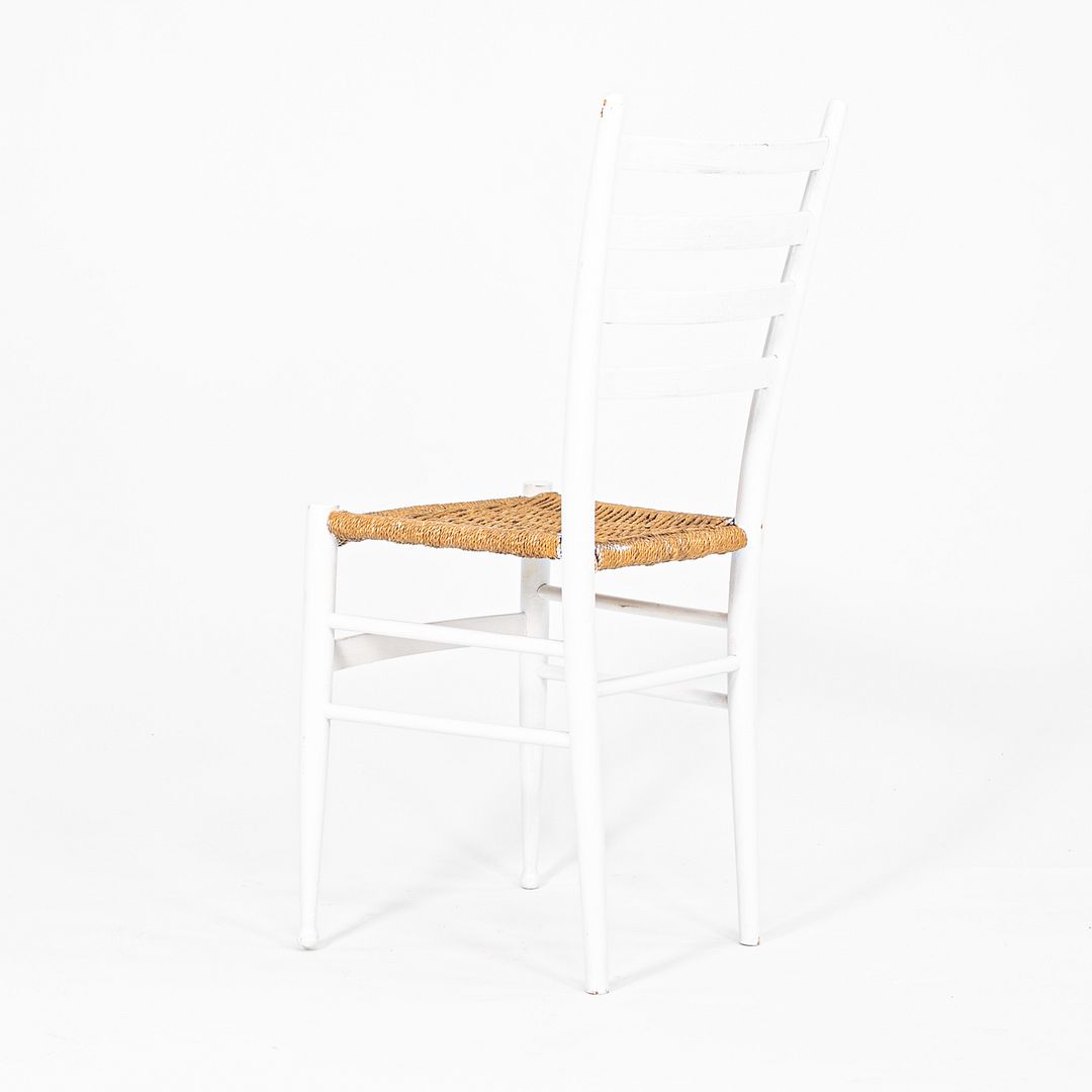 1970s Pair of Italian Ladder Back Chairs w/ Rope Seats in the style of Gio Ponti
