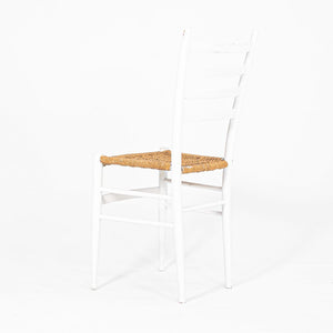 1970s Pair of Italian Ladder Back Chairs w/ Rope Seats in the style of Gio Ponti