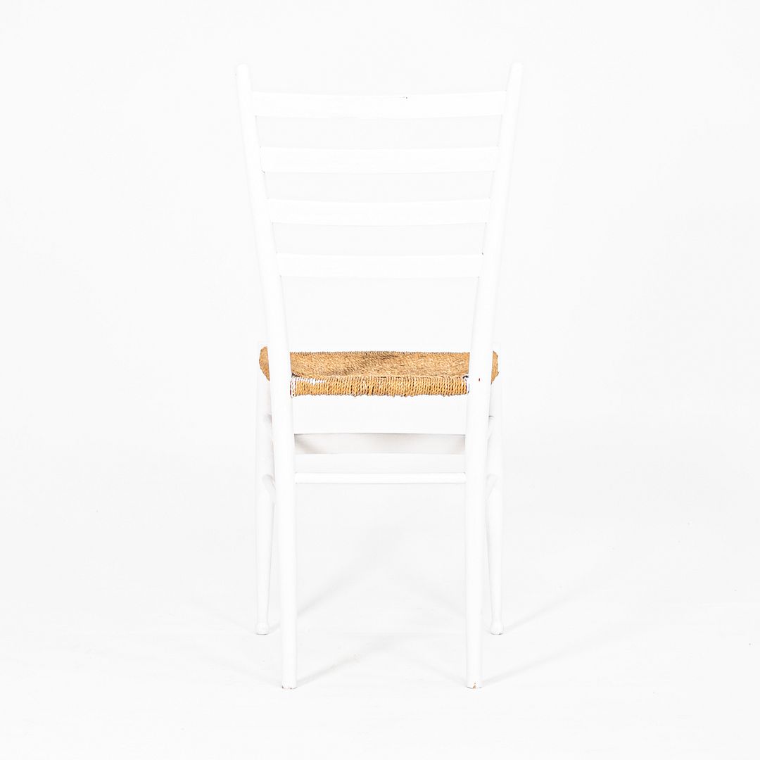 1970s Pair of Italian Ladder Back Chairs w/ Rope Seats in the style of Gio Ponti