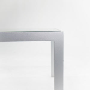 2010s Matte Steel Framed Coffee Table with Glass Tabletop 48 x 24 x 16 inches