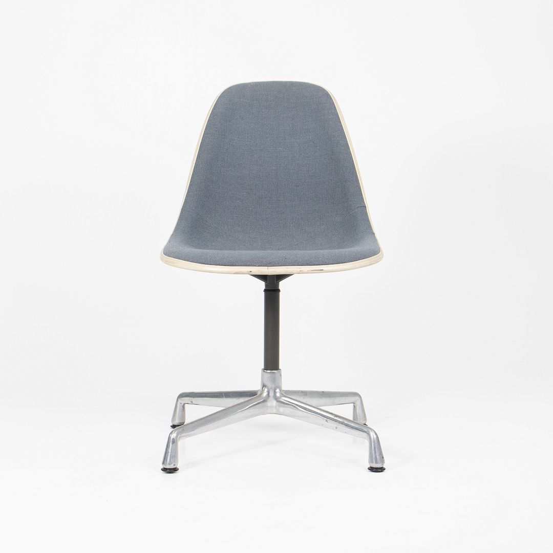 1987 Herman Miller Eames EC430 Swivel Desk Chair in White with Blue Upholstery