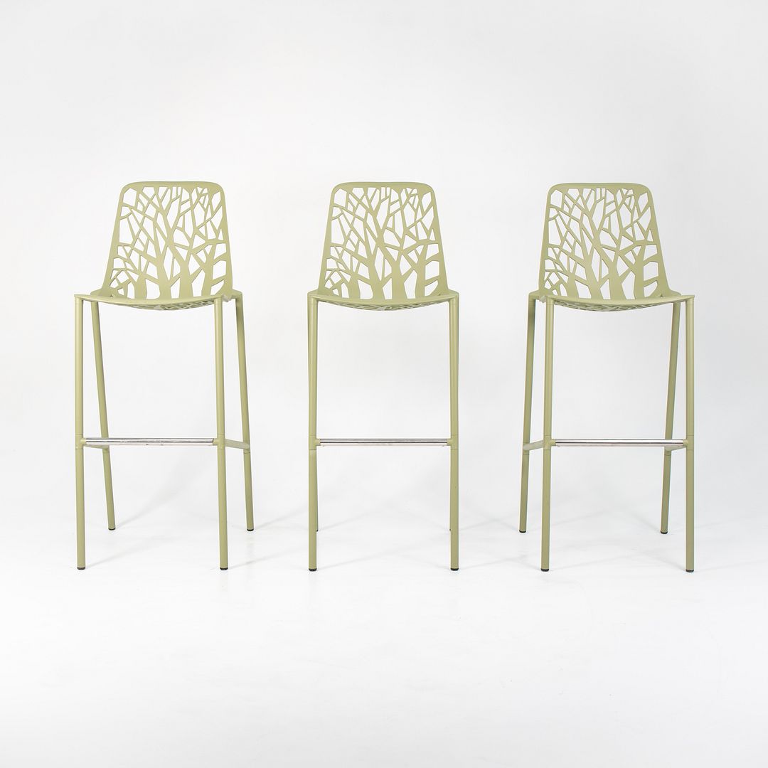 2010s Set of Three Forest Bar Stools by Francesca Petricich and Robby Cantarutti for Fast Italy in Green