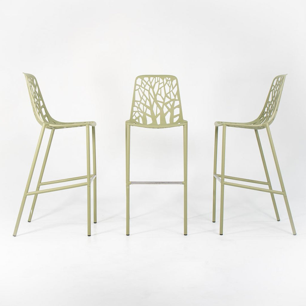 2010s Set of Three Forest Bar Stools by Francesca Petricich and Robby Cantarutti for Fast Italy in Green
