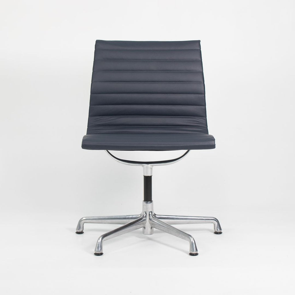 SOLD 2010s Armless Side Chair by Ray and Charles Eames for Herman Miller in Blue Leather