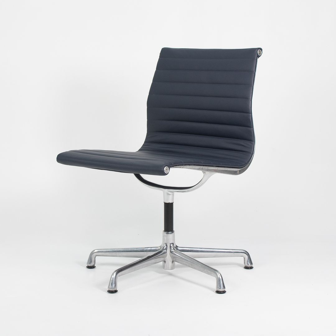 2010s Armless Side Chair by Ray and Charles Eames for Herman Miller in Blue Leather