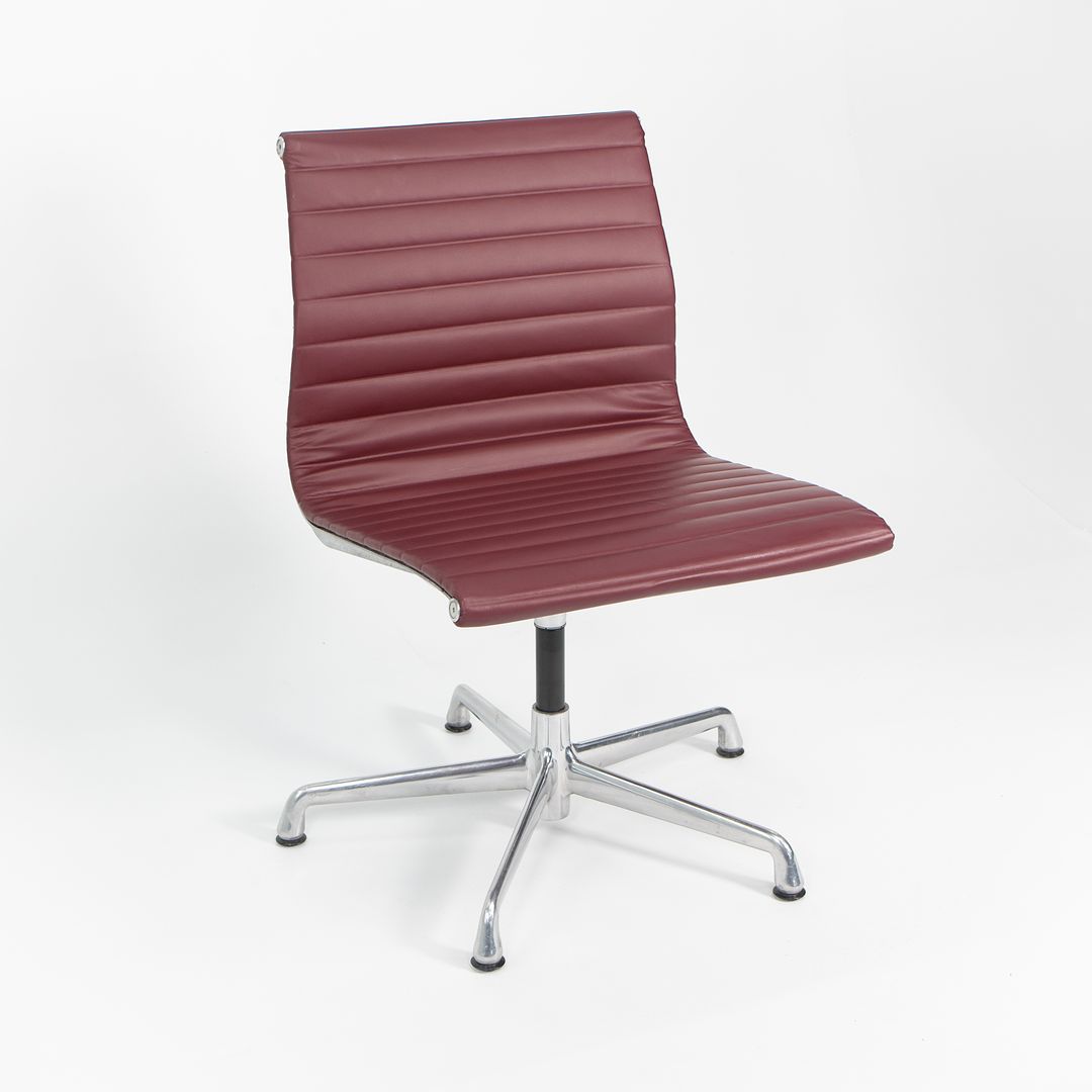 SOLD 2010s Aluminum Group Armless Side Chair by Ray and Charles Eames for Herman Miller in Red Leather