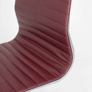 SOLD 2010s Aluminum Group Armless Side Chair by Ray and Charles Eames for Herman Miller in Red Leather