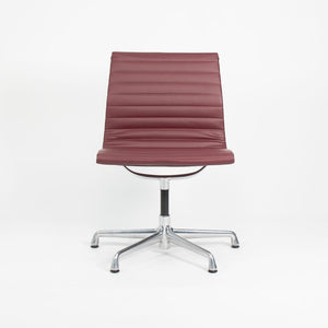 SOLD 2010s Aluminum Group Armless Side Chair by Ray and Charles Eames for Herman Miller in Red Leather