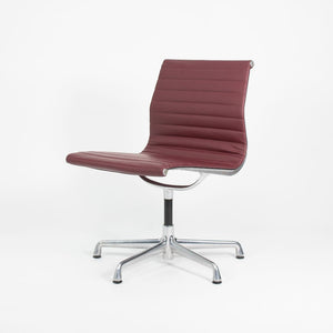 SOLD 2010s Aluminum Group Armless Side Chair by Ray and Charles Eames for Herman Miller in Red Leather