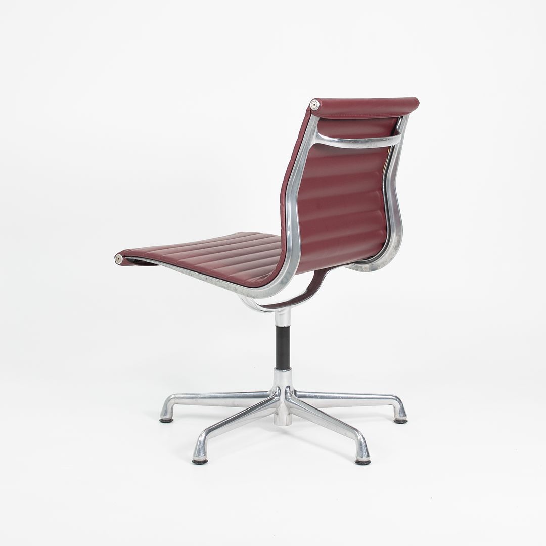 SOLD 2010s Aluminum Group Armless Side Chair by Ray and Charles Eames for Herman Miller in Red Leather