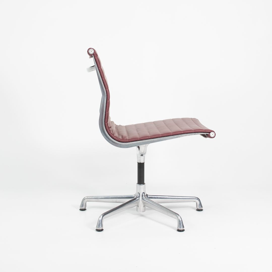 SOLD 2010s Aluminum Group Armless Side Chair by Ray and Charles Eames for Herman Miller in Red Leather