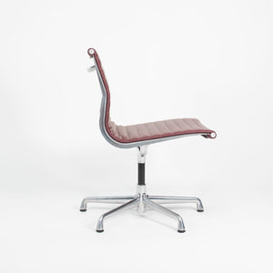 SOLD 2010s Aluminum Group Armless Side Chair by Ray and Charles Eames for Herman Miller in Red Leather