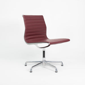 SOLD 2010s Aluminum Group Armless Side Chair by Ray and Charles Eames for Herman Miller in Red Leather