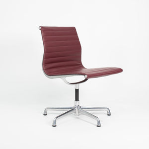 2010s Aluminum Group Armless Side Chair by Ray and Charles Eames for Herman Miller in Red Leather