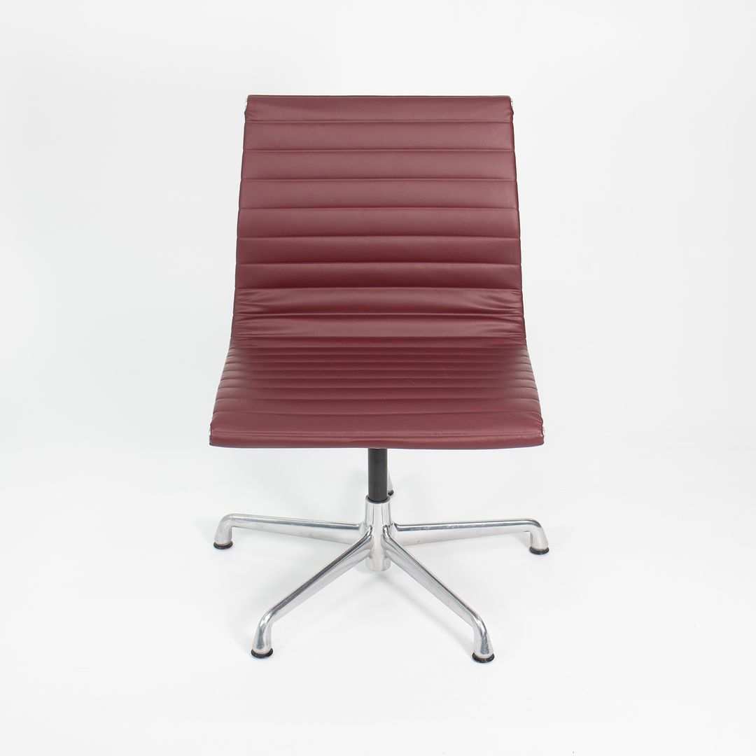 SOLD 2010s Aluminum Group Armless Side Chair by Ray and Charles Eames for Herman Miller in Red Leather