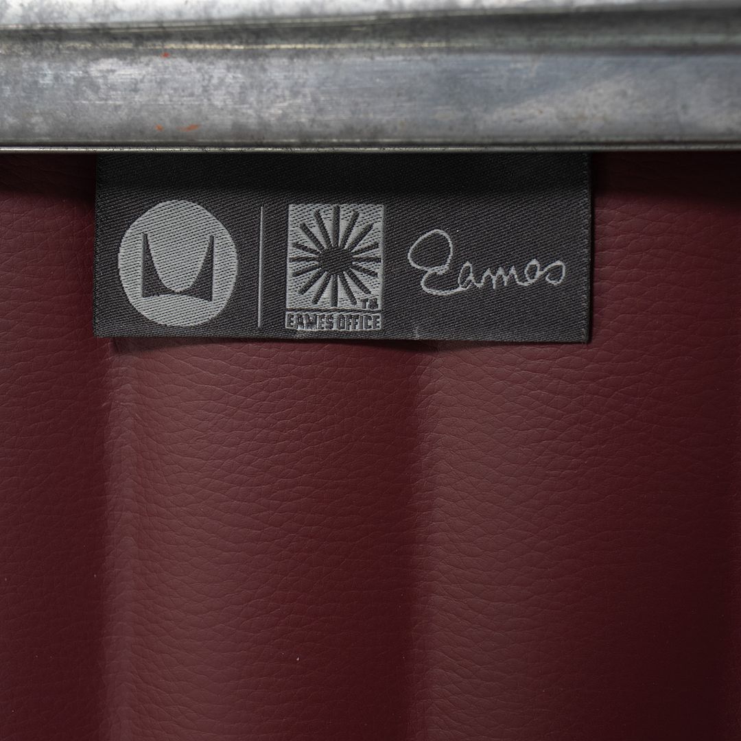 SOLD 2010s Aluminum Group Armless Side Chair by Ray and Charles Eames for Herman Miller in Red Leather
