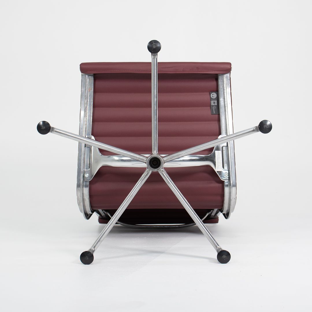 SOLD 2010s Aluminum Group Armless Side Chair by Ray and Charles Eames for Herman Miller in Red Leather