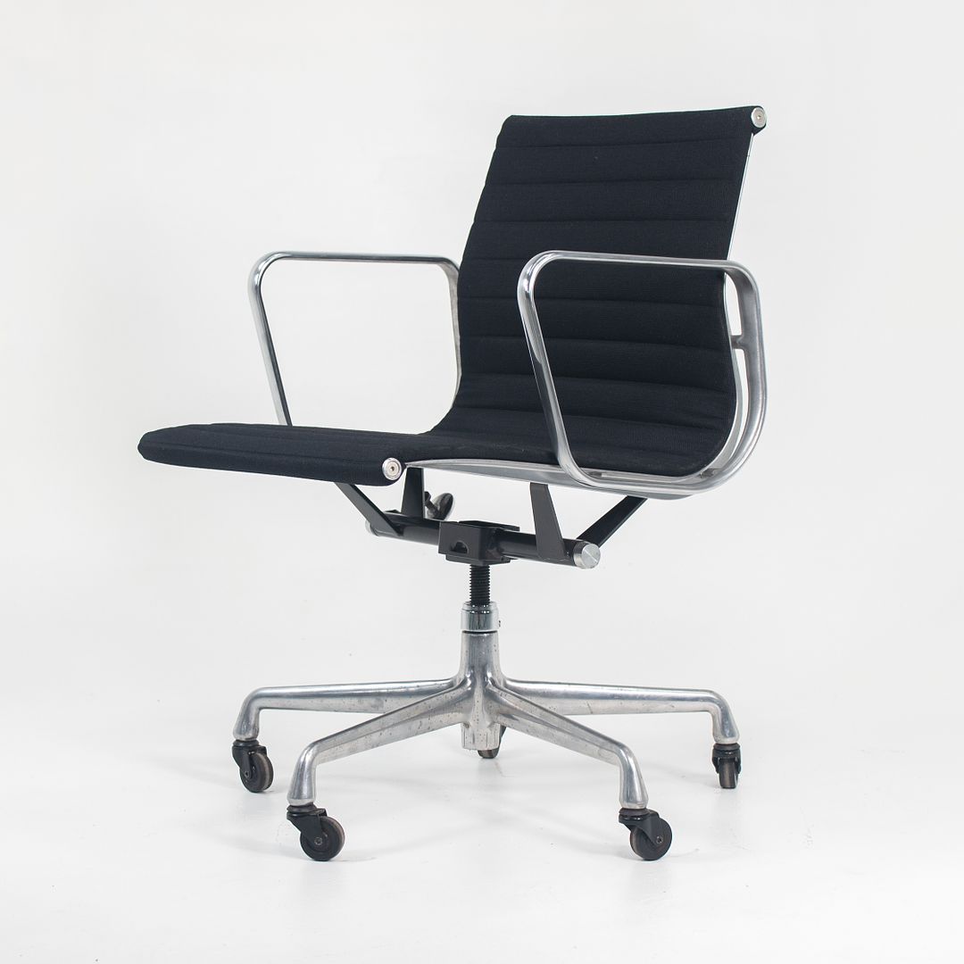 2010s Eames Aluminum Group Management Desk Chair by Ray and Charles Eames for Herman Miller in Black Fabric 2x Available