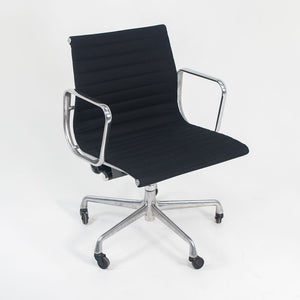 2010s Eames Aluminum Group Management Desk Chair by Ray and Charles Eames for Herman Miller in Black Fabric 2x Available