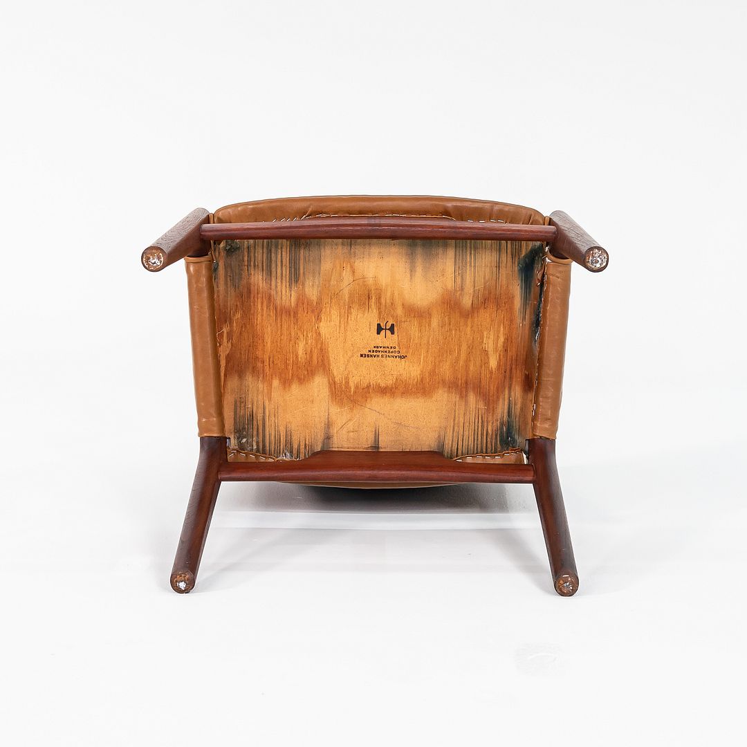 1960s Hans Wegner for Johannes Hansen #957 Armless Side Chair in Teak w/ Leather