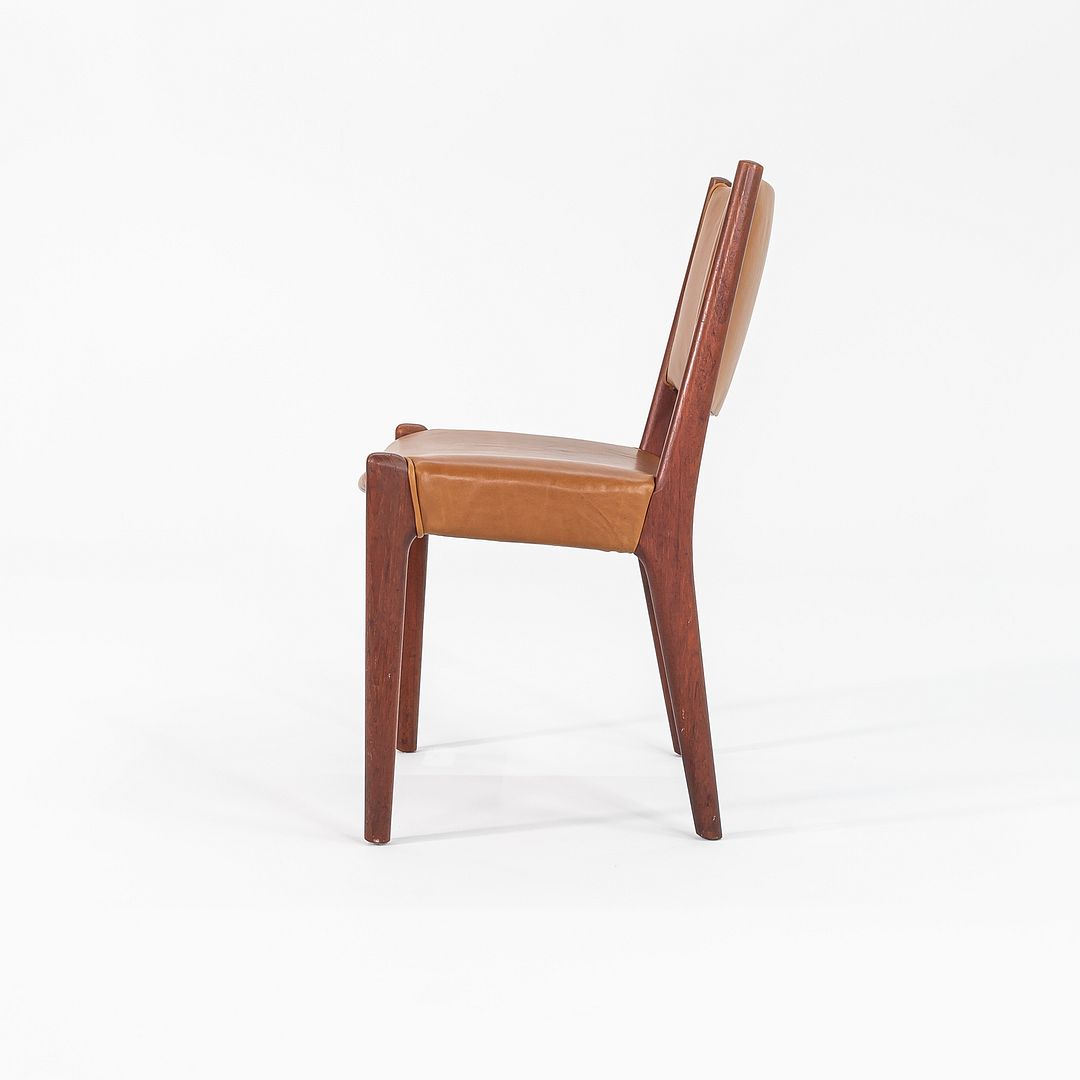 1960s Hans Wegner for Johannes Hansen #957 Armless Side Chair in Teak w/ Leather
