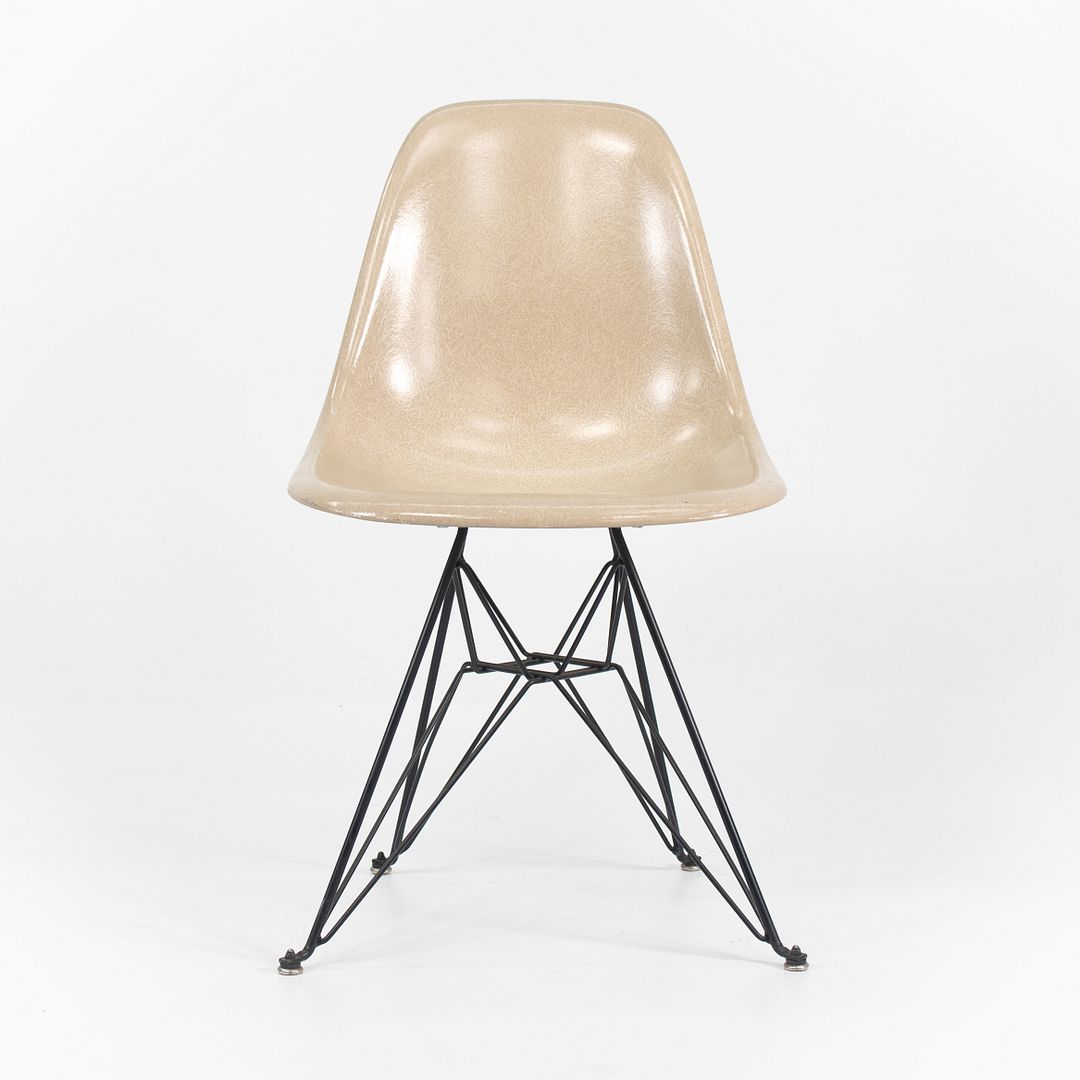 2010s Set of Three Modernica Fiberglass DSR Chairs Oatmeal w/ Black Eiffel Bases