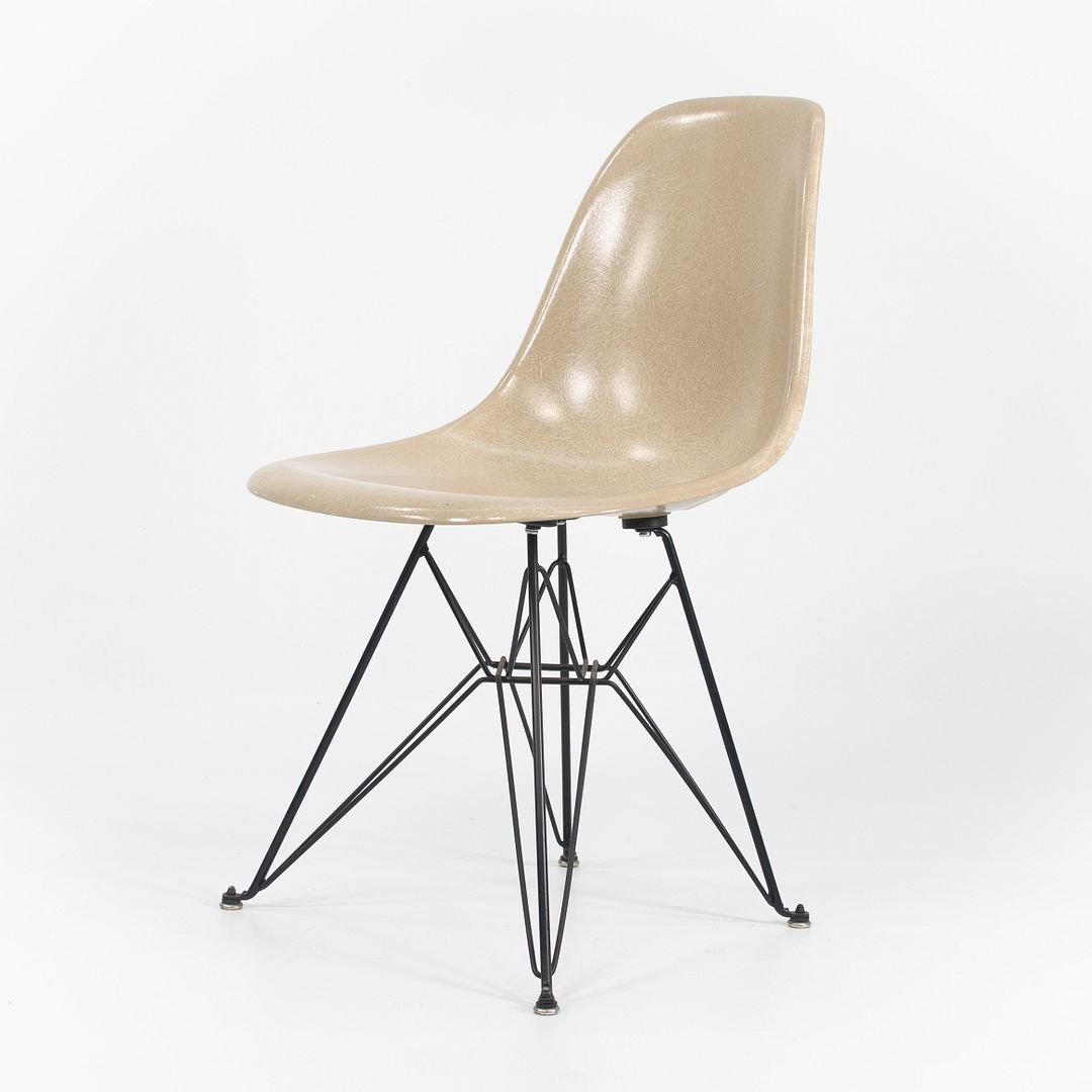 2010s Set of Three Modernica Fiberglass DSR Chairs Oatmeal w/ Black Eiffel Bases
