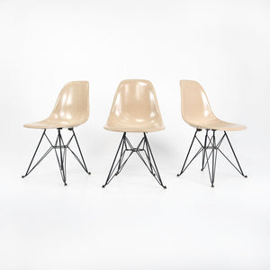 2010s Set of Three Modernica Fiberglass DSR Chairs Oatmeal w/ Black Eiffel Bases
