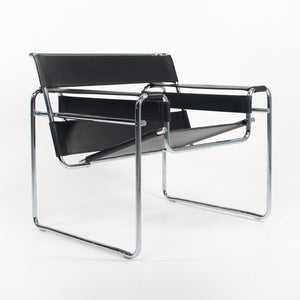 SOLD 2021 Marcel Breuer for Knoll Studio Wassily B3 Lounge Chair in Black Leather 2x Available