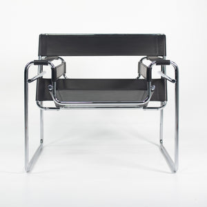 SOLD 2021 Marcel Breuer for Knoll Studio Wassily B3 Lounge Chair in Black Leather 2x Available