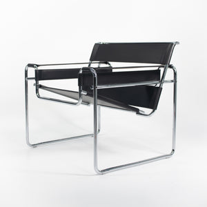 SOLD 2021 Marcel Breuer for Knoll Studio Wassily B3 Lounge Chair in Black Leather 2x Available