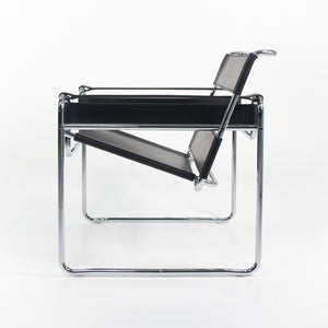 SOLD 2021 Marcel Breuer for Knoll Studio Wassily B3 Lounge Chair in Black Leather 2x Available