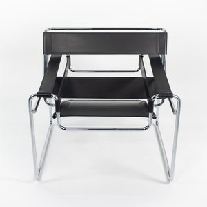 SOLD 2021 Marcel Breuer for Knoll Studio Wassily B3 Lounge Chair in Black Leather 2x Available