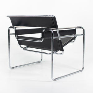 SOLD 2021 Marcel Breuer for Knoll Studio Wassily B3 Lounge Chair in Black Leather 2x Available