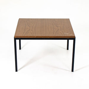 1960s Florence Knoll T-Angle Square Coffee Table with Faux Walnut Laminate Top