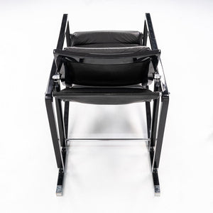 1980s Transat Lounge Chair by Eileen Gray for Ecart International in Black Leather and Lacquered Wood